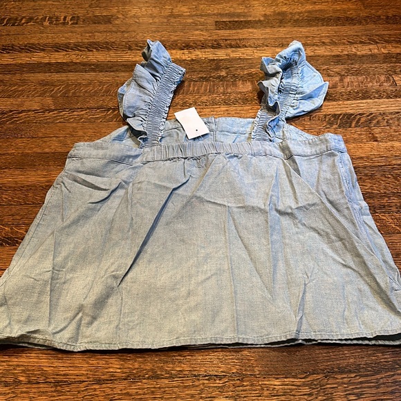 Jcrew Chambray button up top with ruffles - Picture 4 of 4